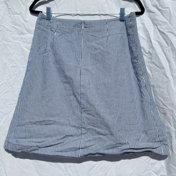 Coastal Nautical Blue and White Stripped 100% Cotton Lined Mini Skirt - Picture 2 of 3